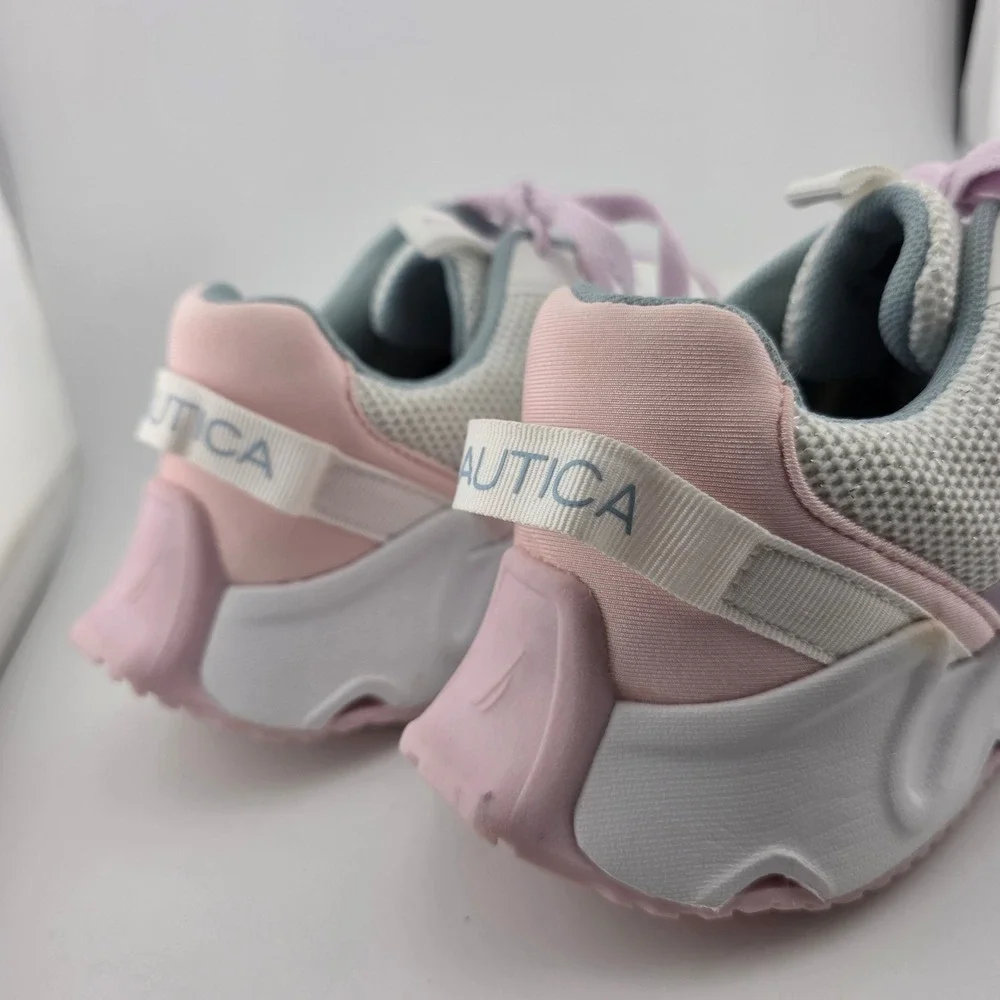 Nautica Manalapin 2S Athletic Chunky Mesh‎ Sneakers Girls Size 4 White Pink Fair